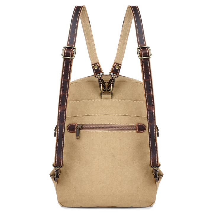 Sixtease Bags USA – Großhandel Rucksack – Damen – Damenrucksack aus Canvas und Leder - Khaki