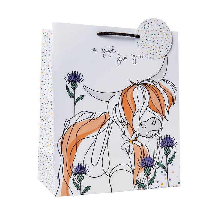 Bolsa de regalo con retrato de vaca de las tierras altas para venta al por mayor de Belly Button Designs