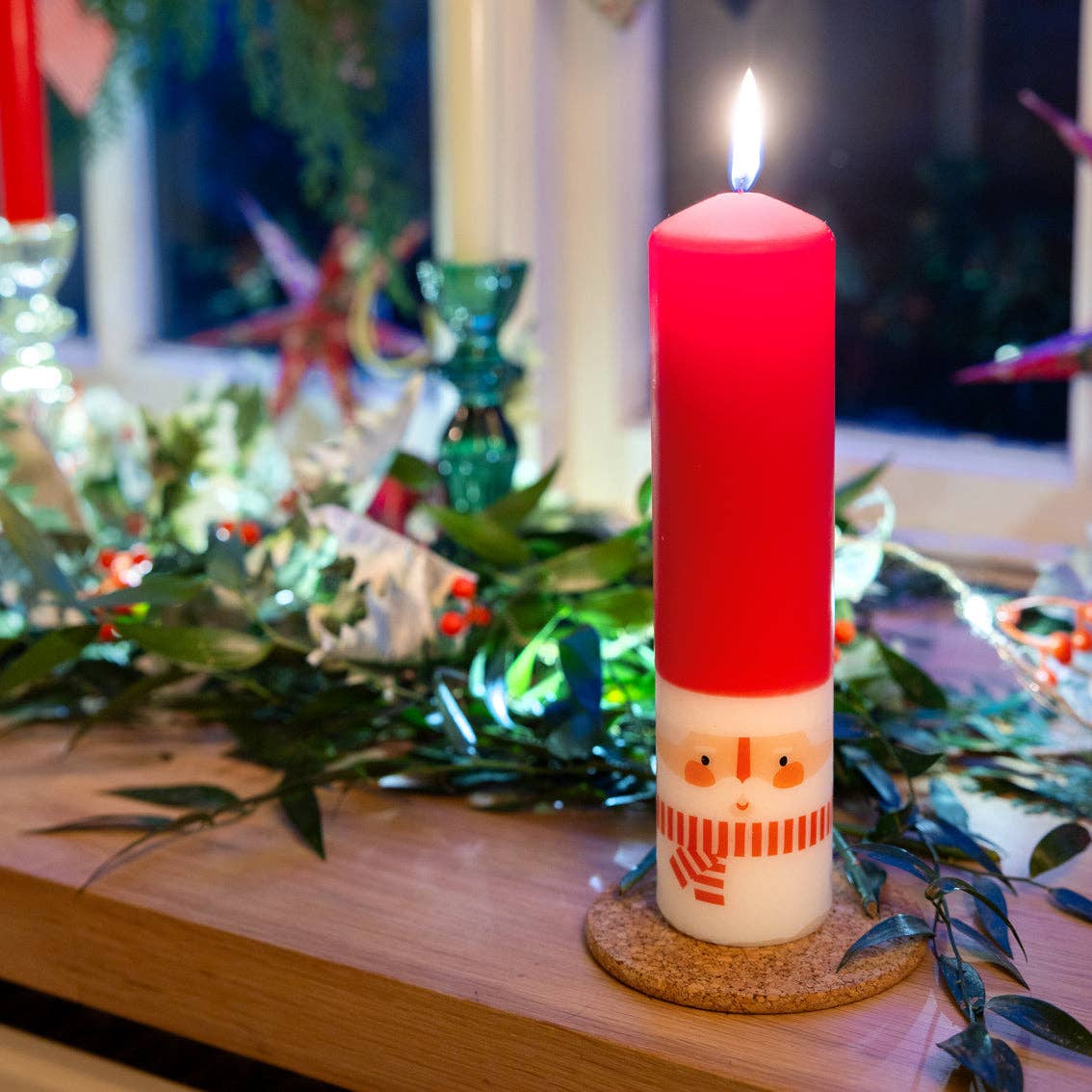 Talking Tables USA - Wholesale Pillar Candle - Santa Advent Pillar Candle | Holiday Candles |1