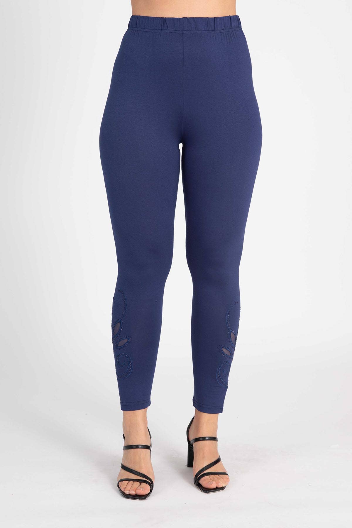 Pomme Rouge Paris - Venta al por mayor Leggings modernos - Mujer - Legging azul con estampado floral (B226*)1