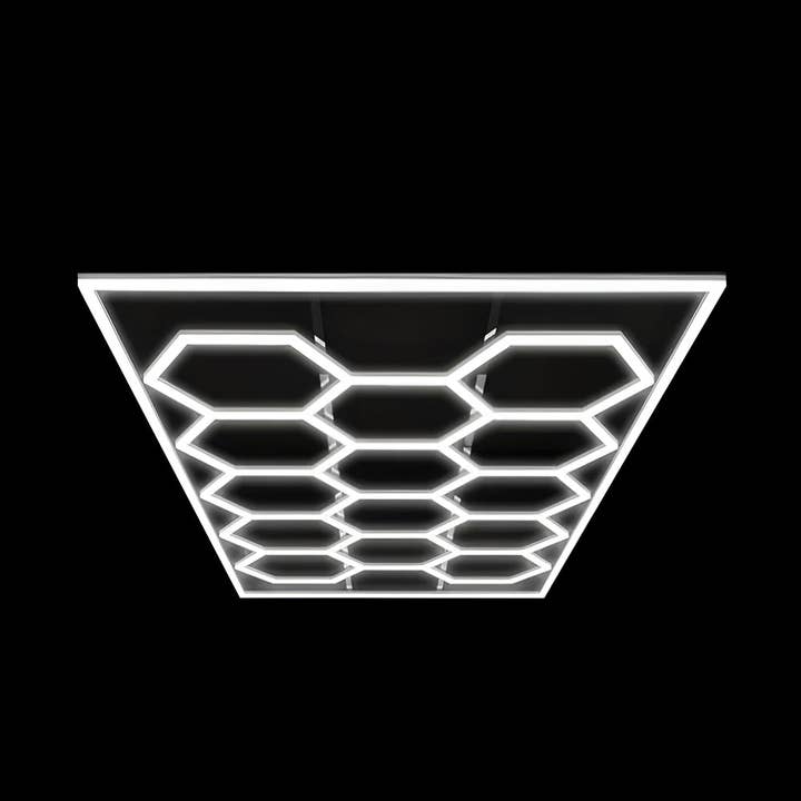 Ener-J 255W Luce da Soffitto a LED RGBIC Esagonale per Garage, Design a 14 Telai Esagonali, Kit Showroom con Telecomando per la vendita all'ingrosso da parte di ENER-J