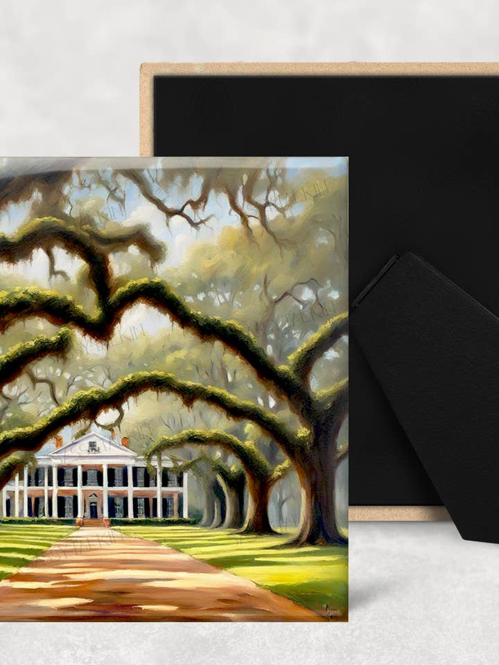 Art tile, CJ, Oak Alley, 4"x4", easel or plain for wholesale by Sassy Talkin