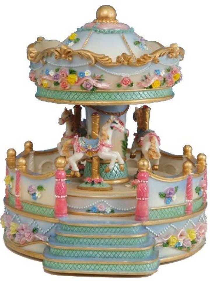 Flower Carousel With Porch Made of Polystone for wholesale by Musicbox Kingdom