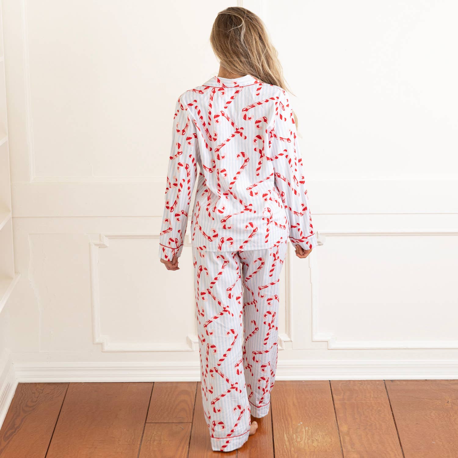 8 Oak Lane – wholesale Pyjamasset - Dam – Candy Cane randig flanellpyjamas i set1