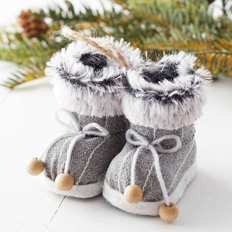 Factory Direct Craft - Wholesale Christmas Decoration - Decorative Grey Snow Boot Hanging Ornament0