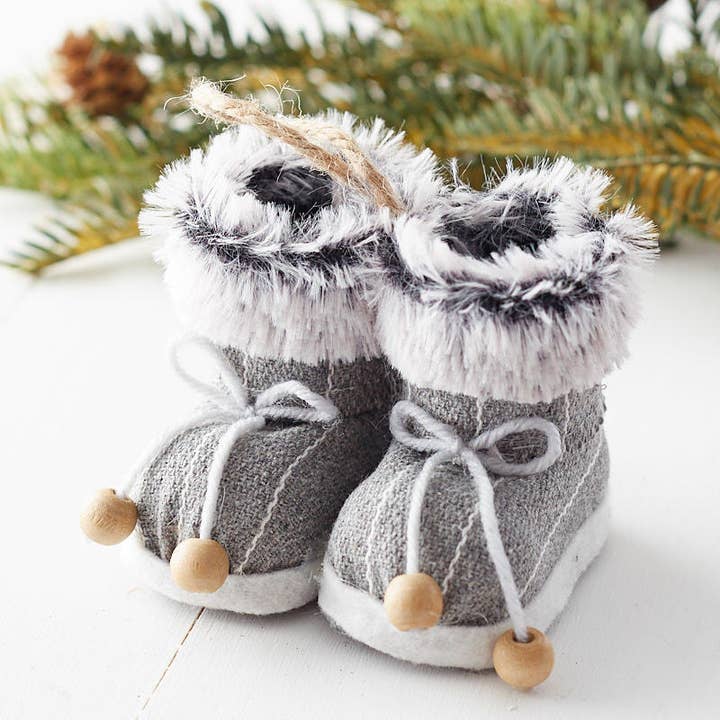 Factory Direct Craft - Wholesale Christmas Decoration - Decorative Grey Snow Boot Hanging Ornament
