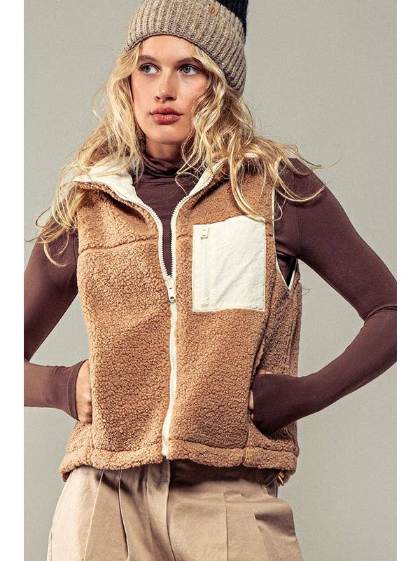 Urban Daizy - Wholesale Outerwear Vest - Women's - Dual Fleece Zipper Vest