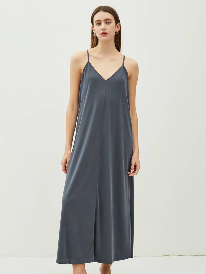 MODAL V-NECK RACERBACK ADJUSTABLE STRAP MAXI DRESS for wholesale by Be Cool