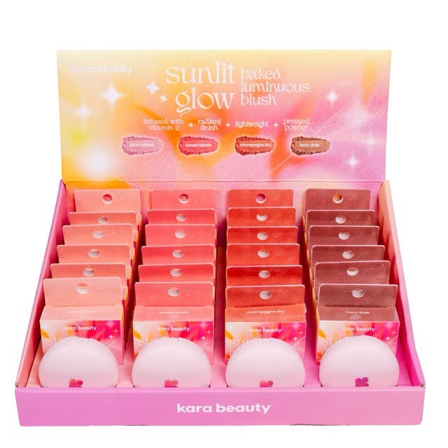Sunlit Glow Baked Luminous Blush Display Set for wholesale by Kara Beauty