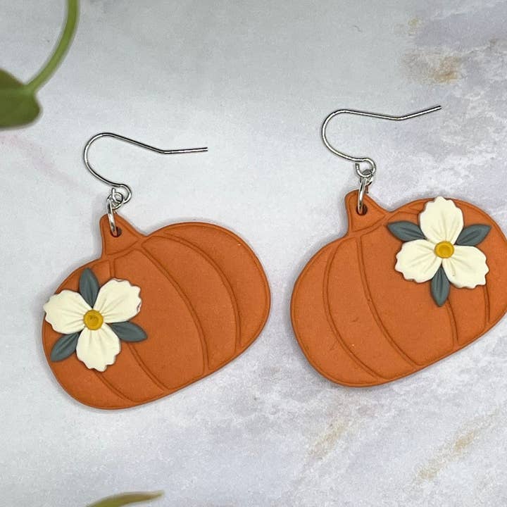 Fall Earrings, Pumpkin Clay Earrings - Hypoallergenic for wholesale by The Clay Arches