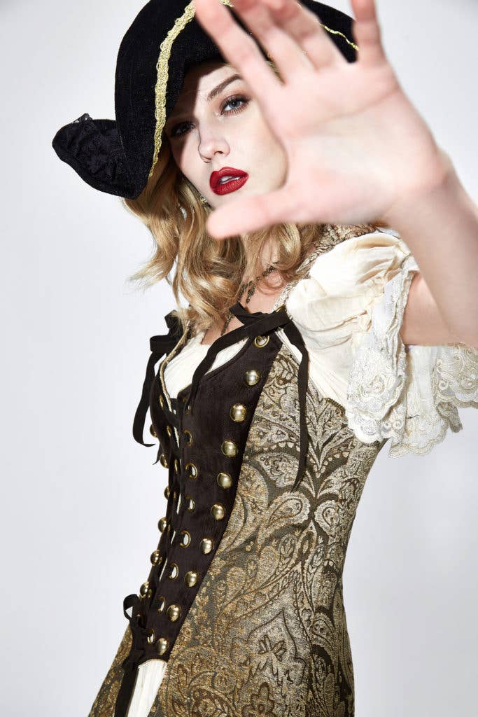 BLK/GLD CT102 - Pirate Jacket med aftagelige ærmer for engroshandel på Faire10