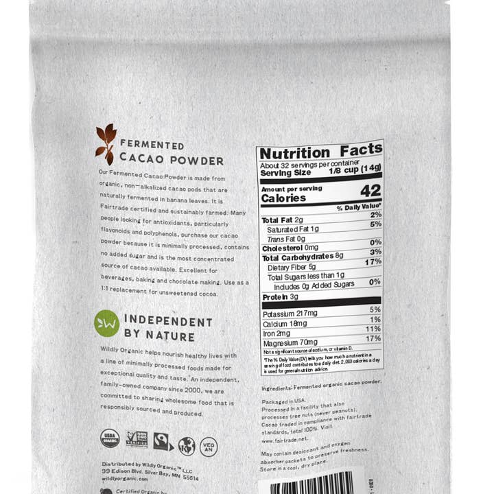 Wildly Organic - Wholesale Protein/Superfood Powder - Fermented Raw Organic Cacao Powder
