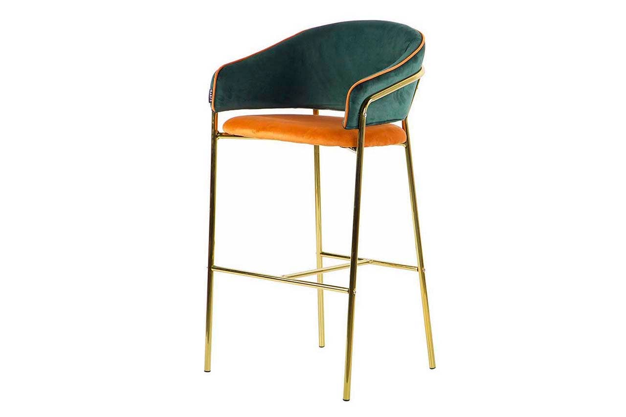 Garpe Interiores - Wholesale Stool - Green Orange Velvet Bar Stool 53x52x99cm1
