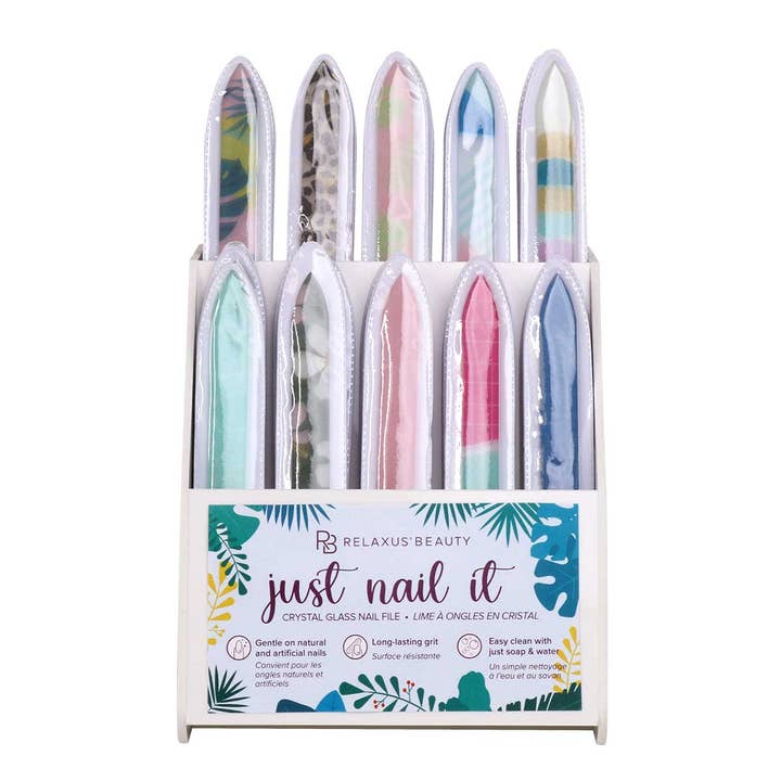 Just Nail It Crystal Glass Nail Files (Displayer of 50) for wholesale by Relaxus Products