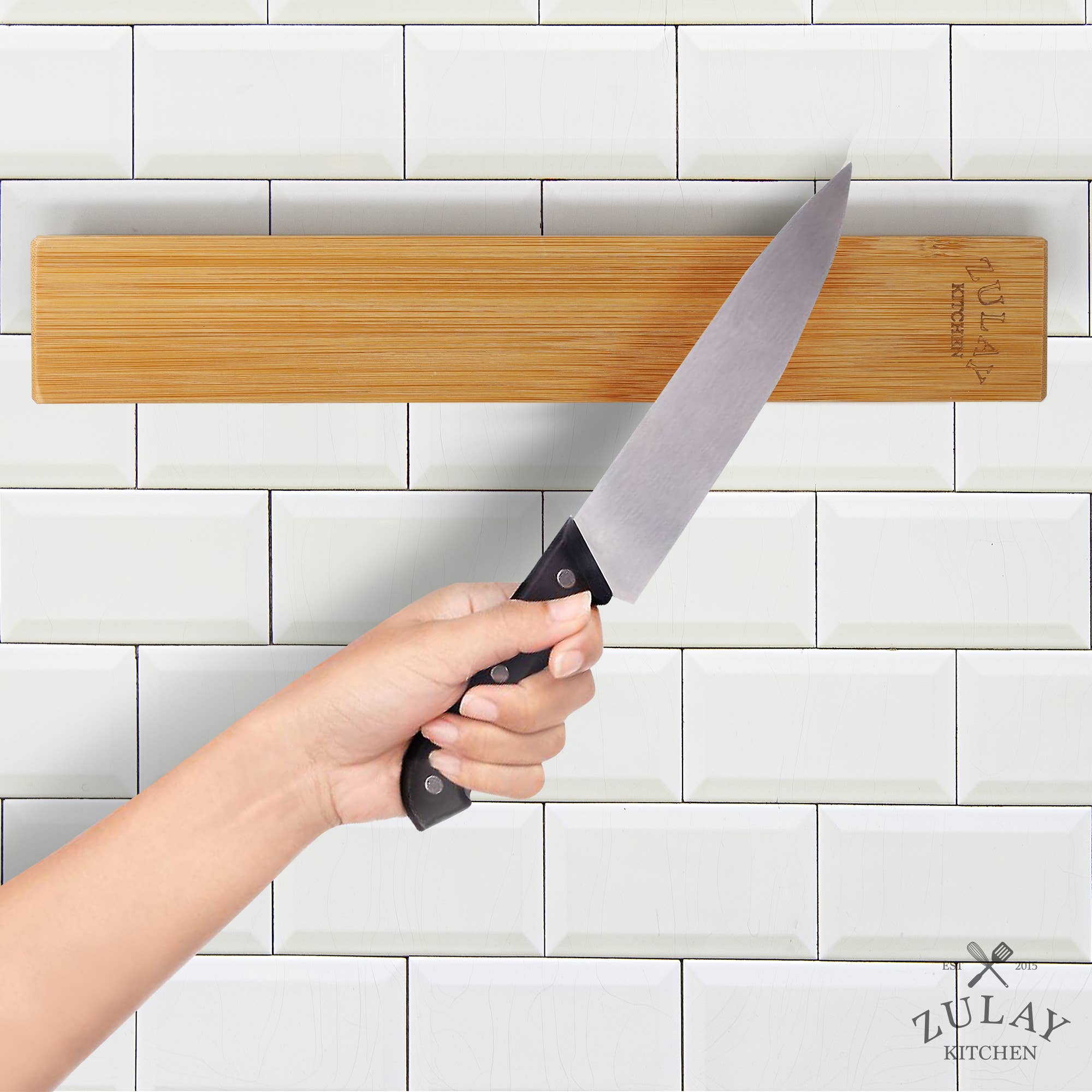 Zulay Kitchen - Vendita all'ingrosso Portacoltelli - Porta coltelli magnetico in legno con forte tenuta magnetica3