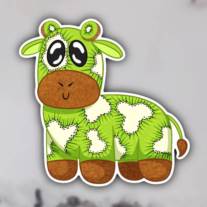 Adesivo de vaca de kiwi dos desenhos animados por atacado de Jelly Jean Designs