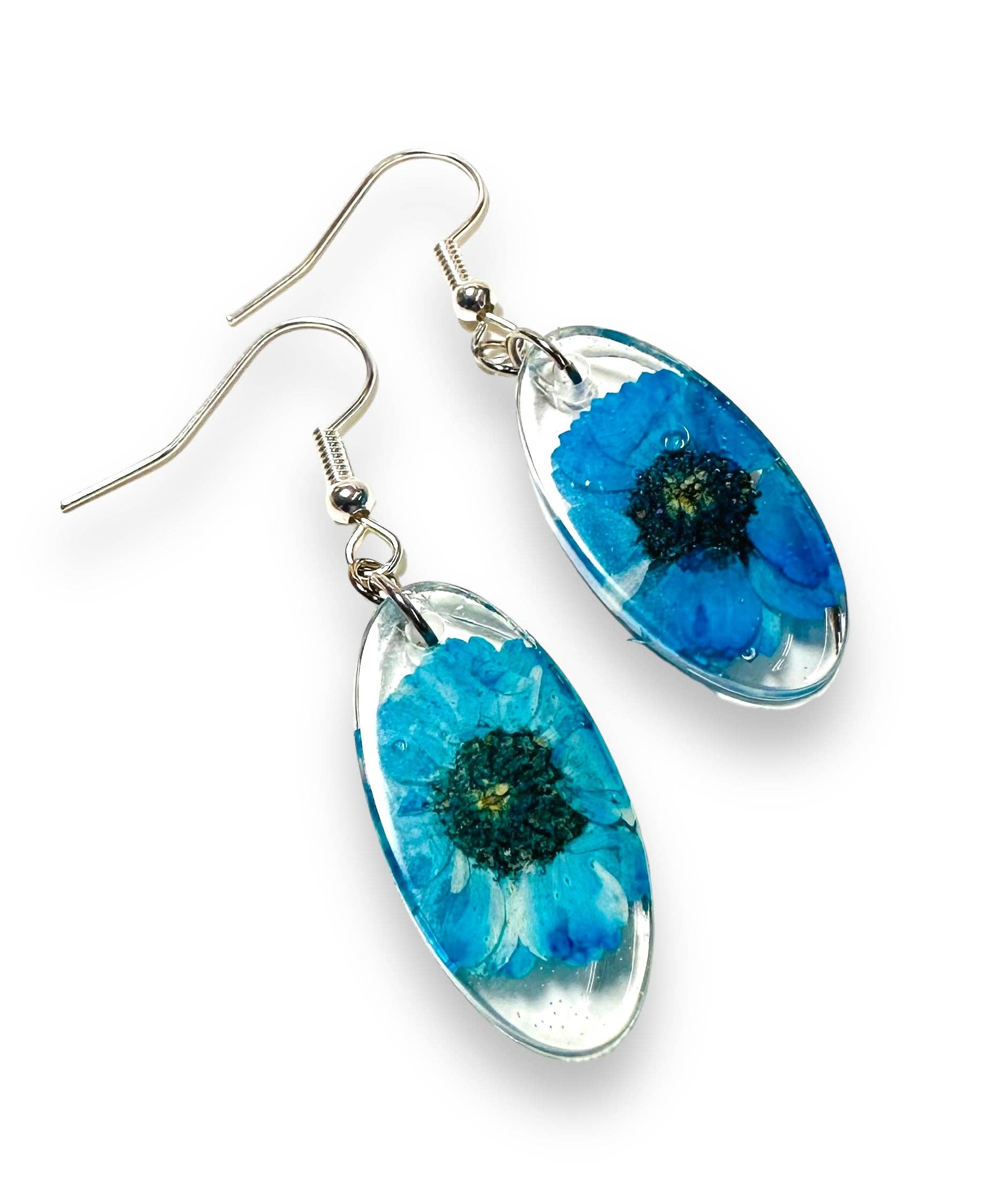 Janine’s Jewelry Design - Wholesale Hangende/ronde oorbellen - Oorbellen met geperste bloemen/echte bloemen/harsbloem21