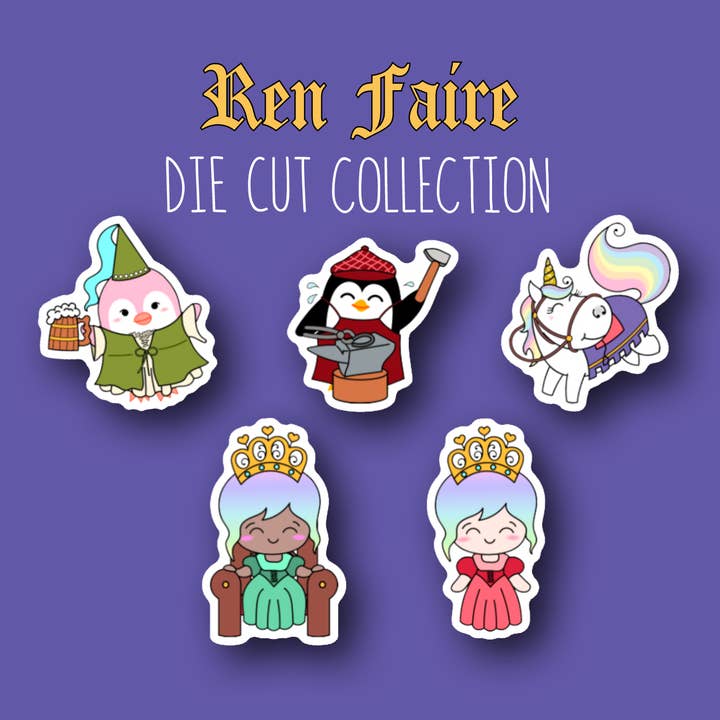 Collection d'autocollants découpés Ren Faire pour la vente par Shine Sticker Studio