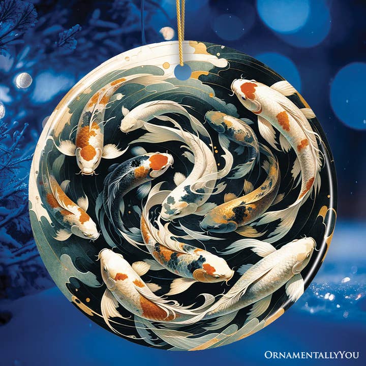 Koi-Fische, zeitgenössische Kunst, elegantes Gemälde, Dekor und Souvenir für den Großhandel von OrnamentallyYou
