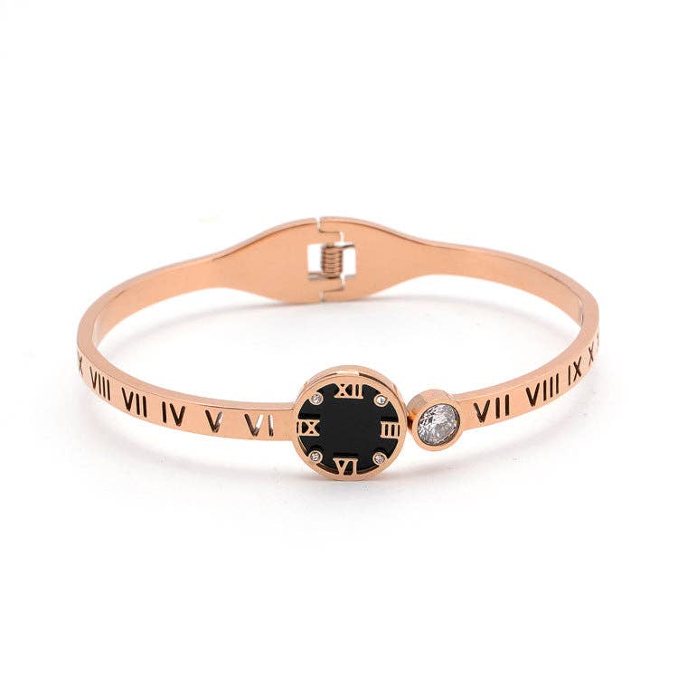 Ole - Wholesale Bangle Bracelet - Roman Numerals Stainless Steel Bracelets B22692