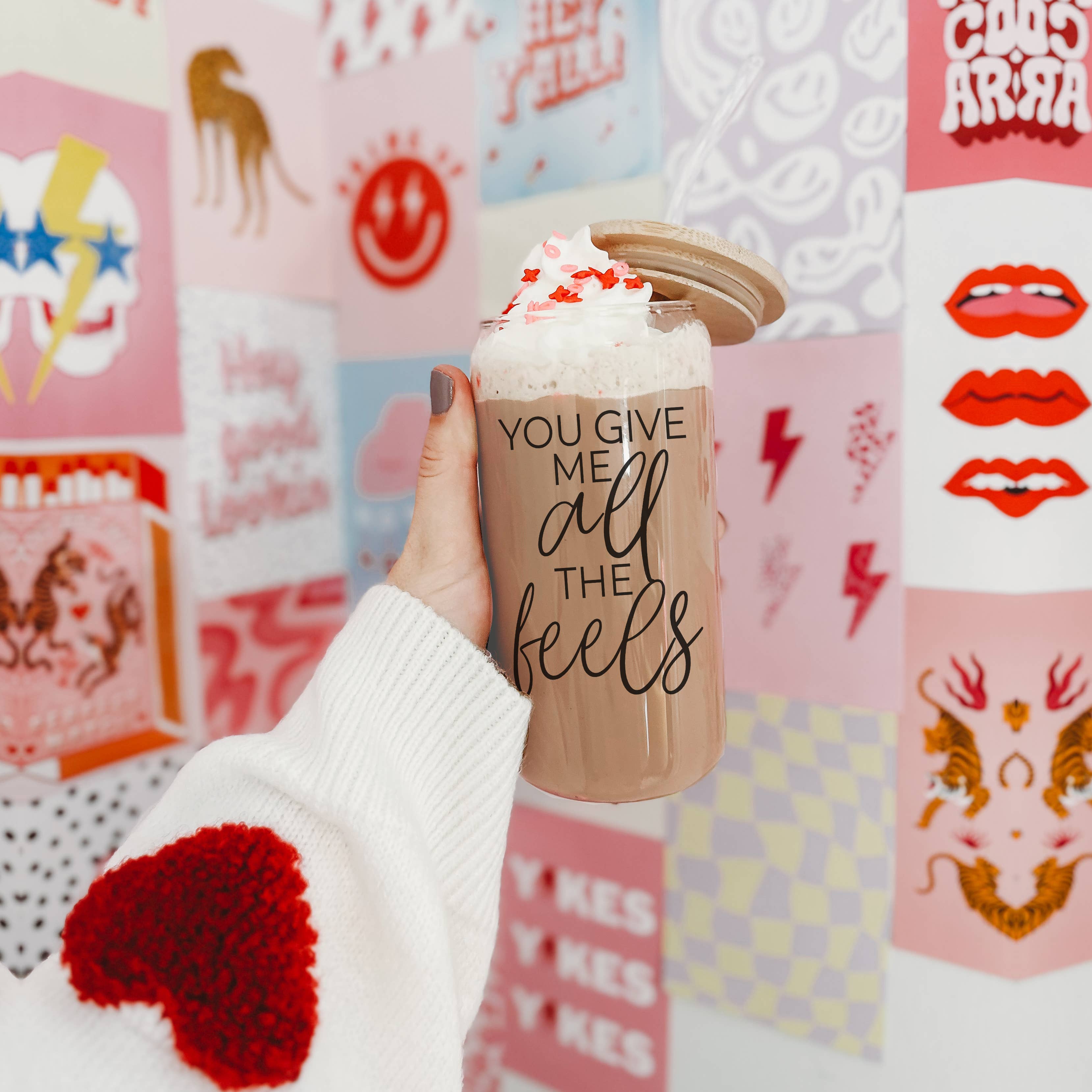 Gia Roma - Wholesale Coffee Mug - Valentines Glass Tumblers Heart Smiley, Galentines Gift Idea36