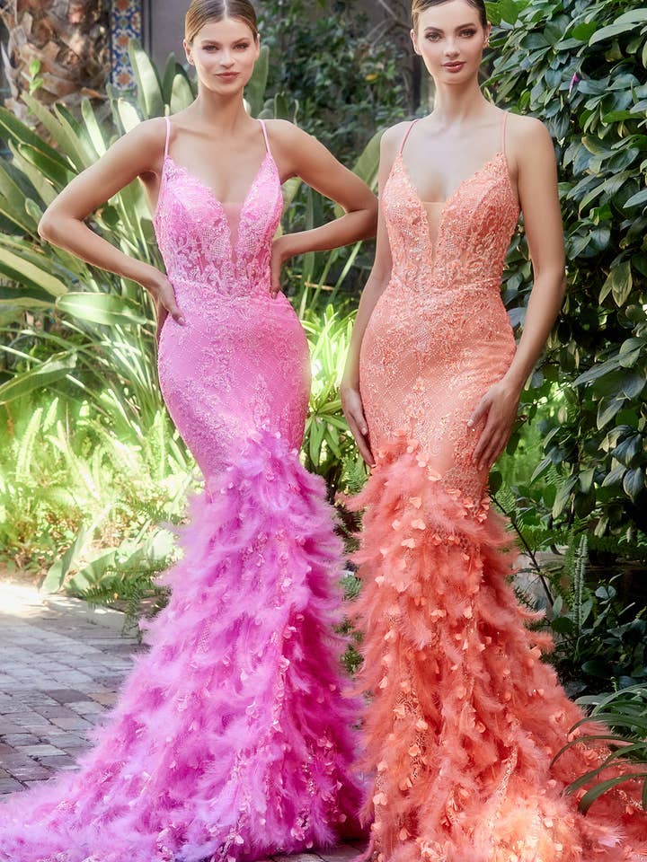 FEATHER & FLORAL MERMAID GOWN for wholesale by Ladivine by Cinderella Divine