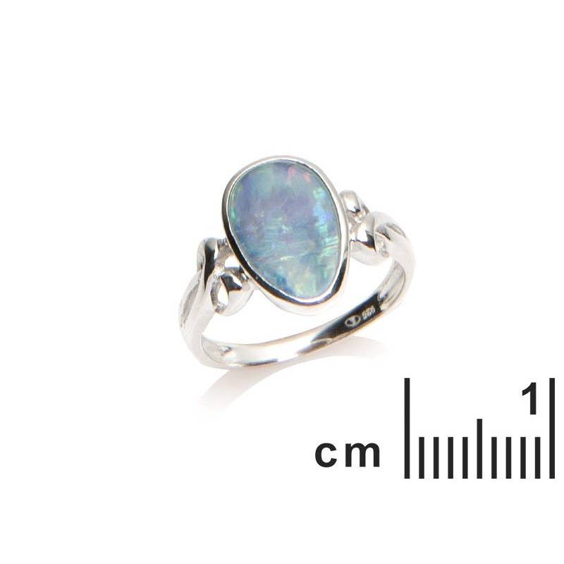 Australian blue opal doublet drop ring, sterling silver for wholesale on Faire1