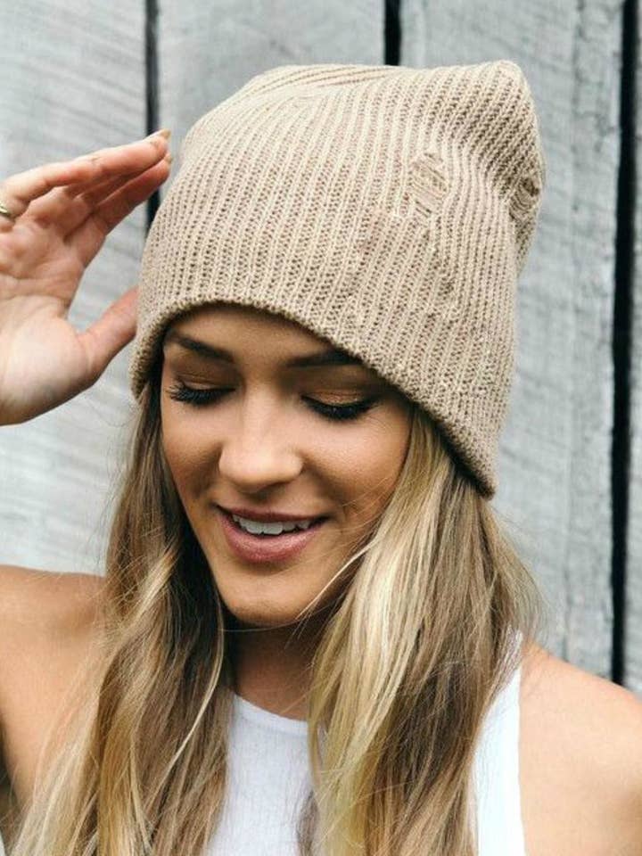 Distressed Knit Beanies for wholesale by 5besties inc