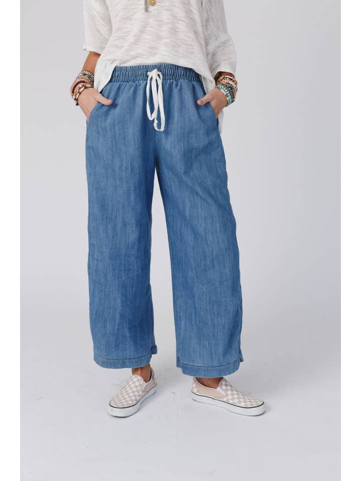 Three Bird Nest - Wholesale Pants - Women's - So Comfy Wide Leg Cropped Pant - Denim8