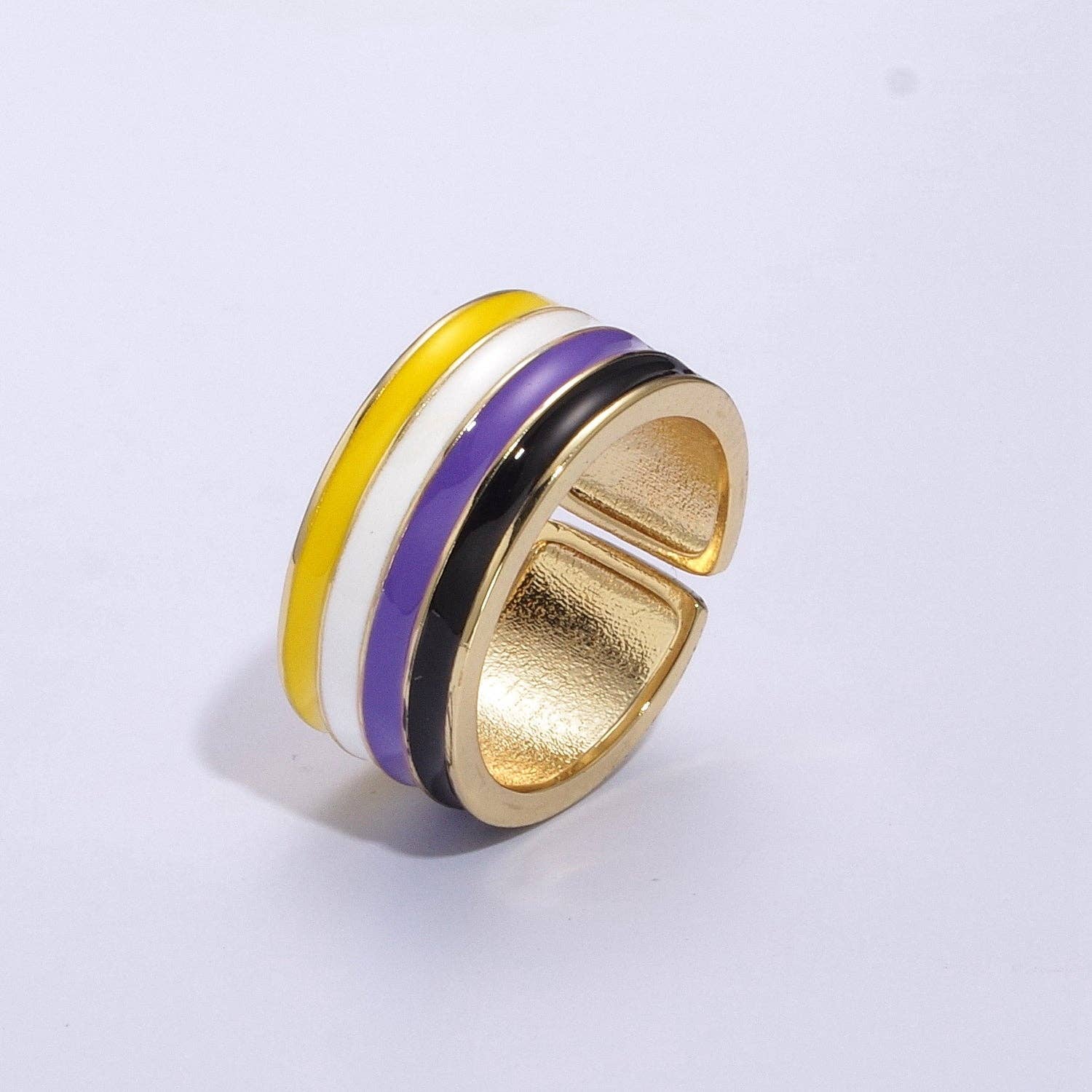 Aim Eternal - Wholesale Band/Stacked Ring - Pride Flag Rings LGBTQ Ring Gold Filled Open Adjustable Stac1