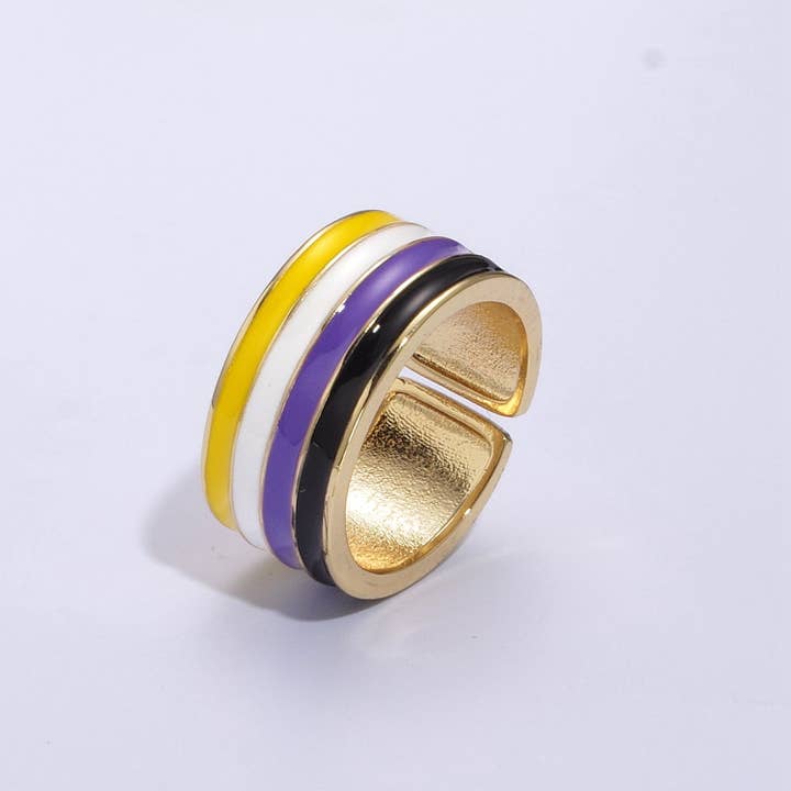 Aim Eternal - Wholesale Band/Stacked Ring - Pride Flag Rings LGBTQ Ring Gold Filled Open Adjustable Stac1