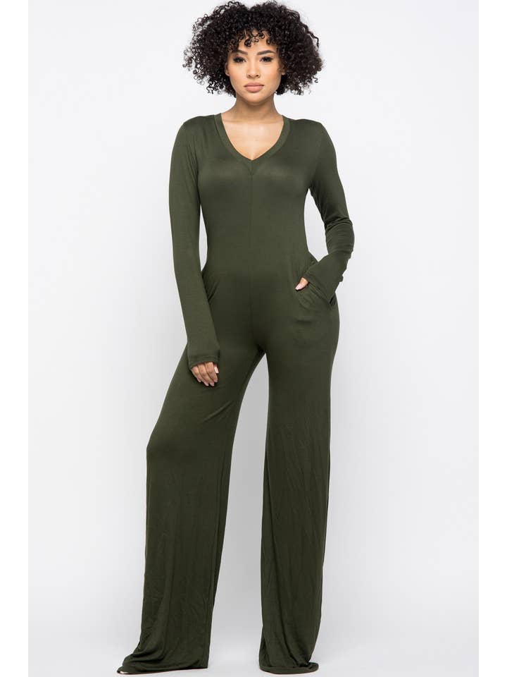 Boswell - Wholesale Jumpsuit - Women's - Bellbottom Jumpsuit With Side Pockets1