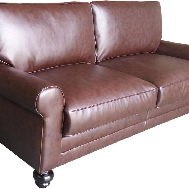 Copenhagen Rolled Arm Loveseat Chestnut Bonded Leather for wholesale on Faire2