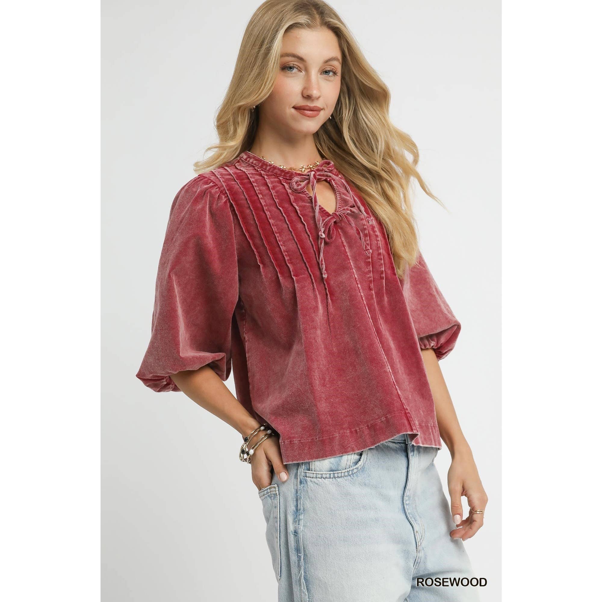 STYLE USA - Wholesale Tuniek - Dames - Corduroy blouse met pofmouwen11