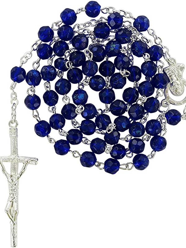 6mm Crystal Rosary Blue for wholesale by Costa Articoli Religiosi