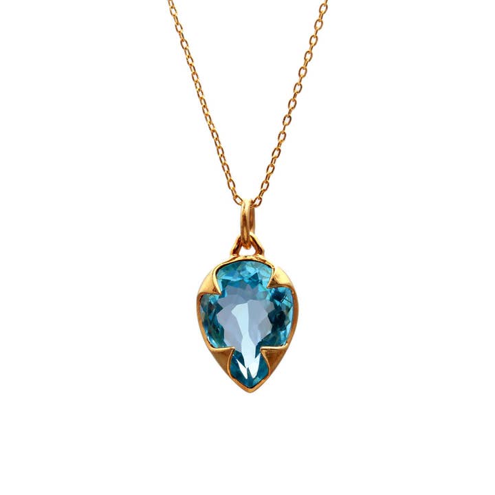 Natural Blue Topaz Pendant Necklace for wholesale by K D Jewels