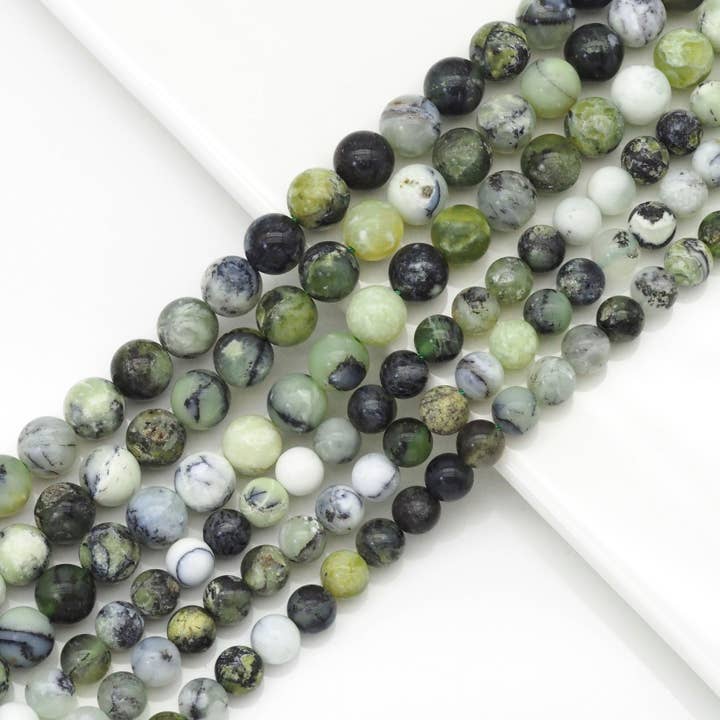 BestBeads&Beyond - Wholesale Beads - Genuine Green Opal Round Smooth Beads, Sku#U1732
