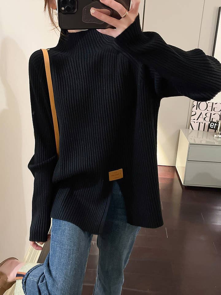 Katinki - Wholesale Tunic Sweater - Women's - Oversized Ribbed Turtleneck Sweater2