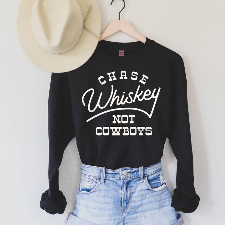 Chase Whiskey Not Cowboys Sweatshirt - Black for wholesale by Ali Dee