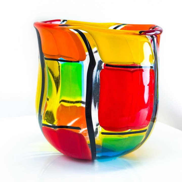 Pazzia Vase, Murano Glass, Bowl Shape, Made in Italy for wholesale by Via Graceffo