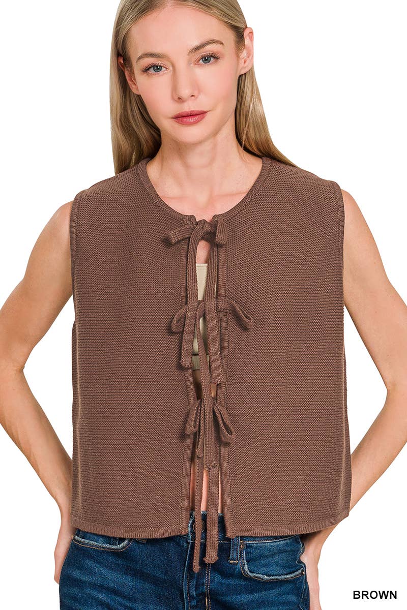 42POPS - Wholesale Outerwear Vest - Women's - ...1015 Tie Front Sweater Vest SI-276804