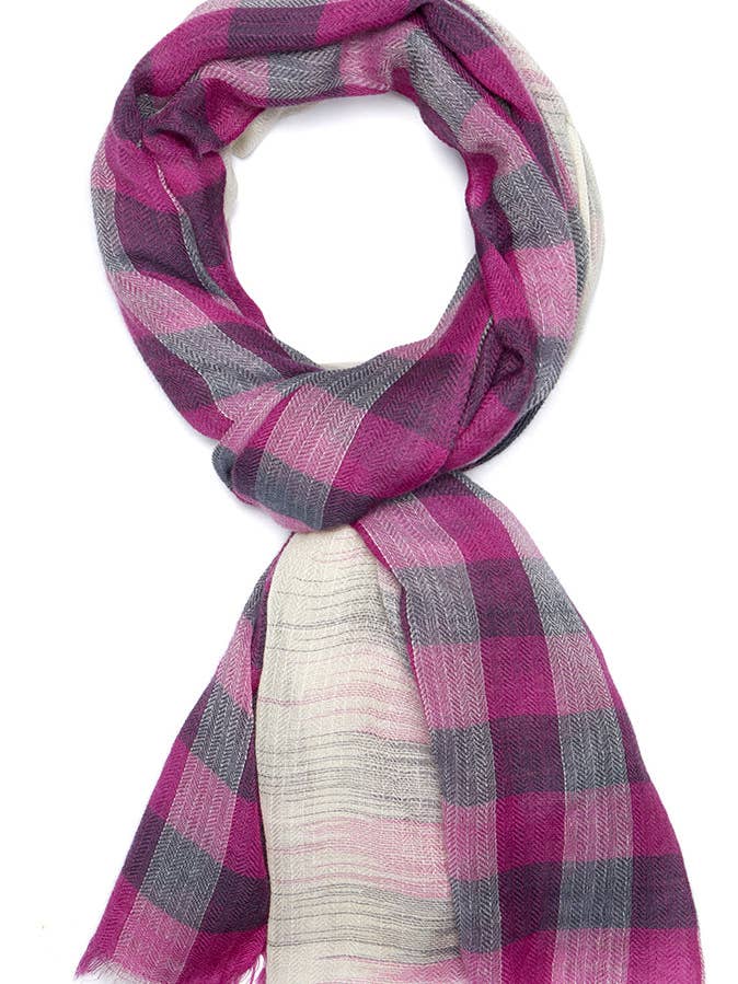 Ombre Plaid - Pink for engroshandel hos Indigo Handloom