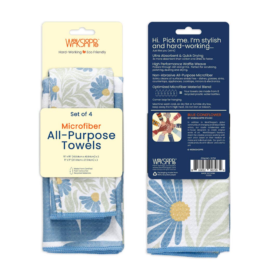 WerkShoppe - Wholesale Tea Towel - Blue Coneflower All Purpose Towel Set9