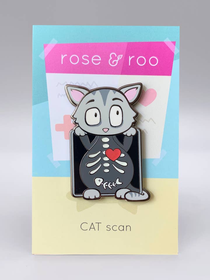 CAT scan glow in the dark enamel pin for wholesale by rose & roo