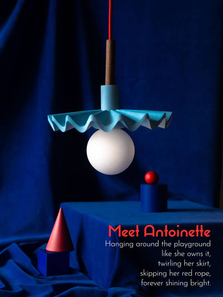 Handmade jesmonite pendant lamp "Antoinette" in 4 colors for wholesale by Mono