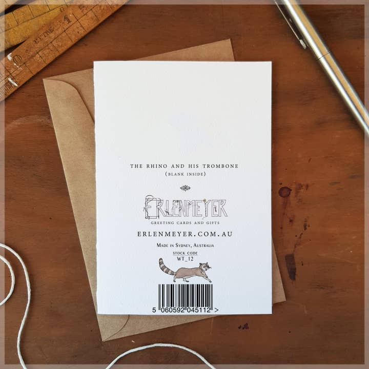 Erlenmeyer Art - Wholesale Everyday greeting card - The Rhino & His Trombone - Greeting Card2
