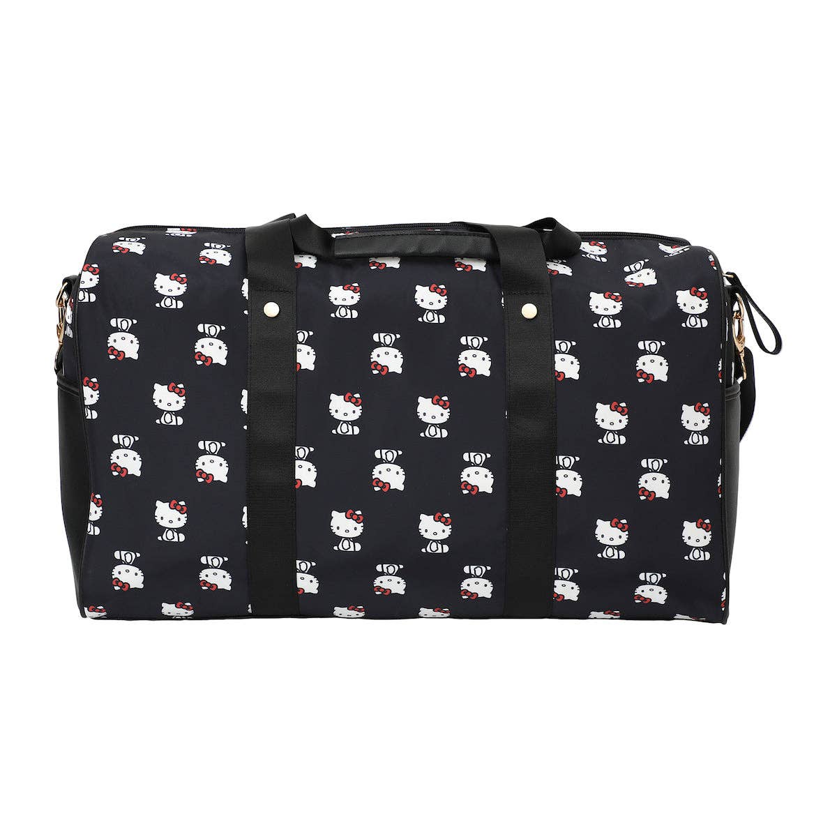 Bioworld Merchandising - Wholesale Weekender Bag - Women's - Hello Kitty AOP Black Travel Duffle Bag1
