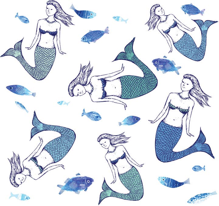 Ox Bow Decor - Wholesale Hand Towel - Nautical/ Mermaids White Hand Towel0