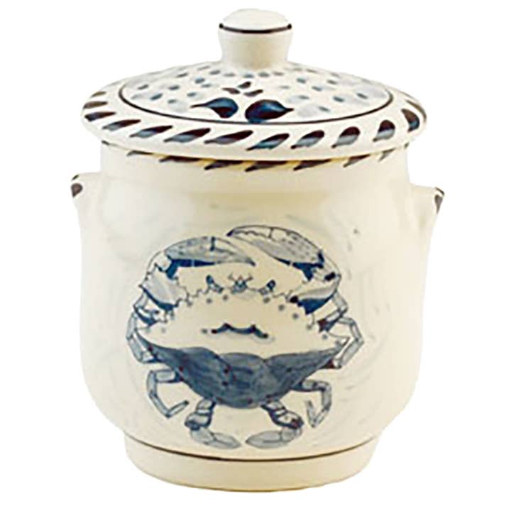 Blue Crab Hand Painted Sugar Jar for wholesale by Blue Crab Bay Co.