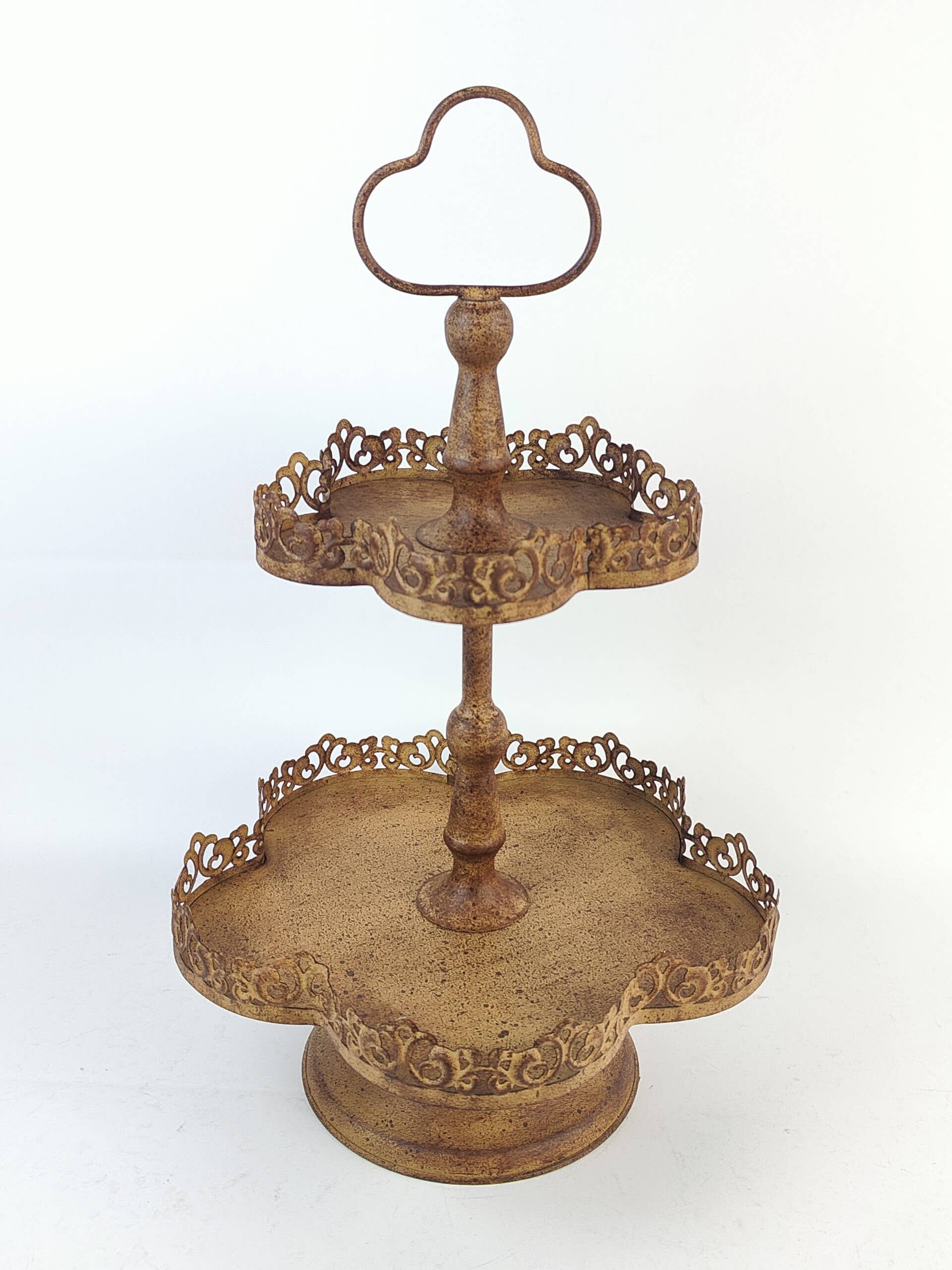 Minster Stylish Living Ltd - Wholesale Cake stand - 48Cm Rusty Metal 2 Tier Cake Stand